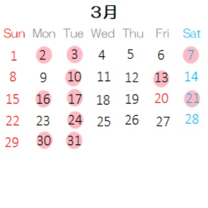 営業カレンダー