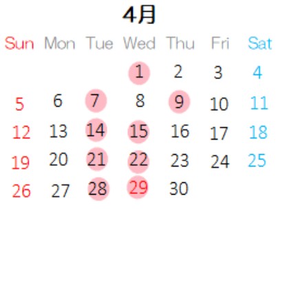 営業カレンダー